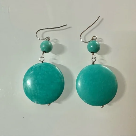 Elegant Turquoise Dangle Earrings - Picture 5 of 7